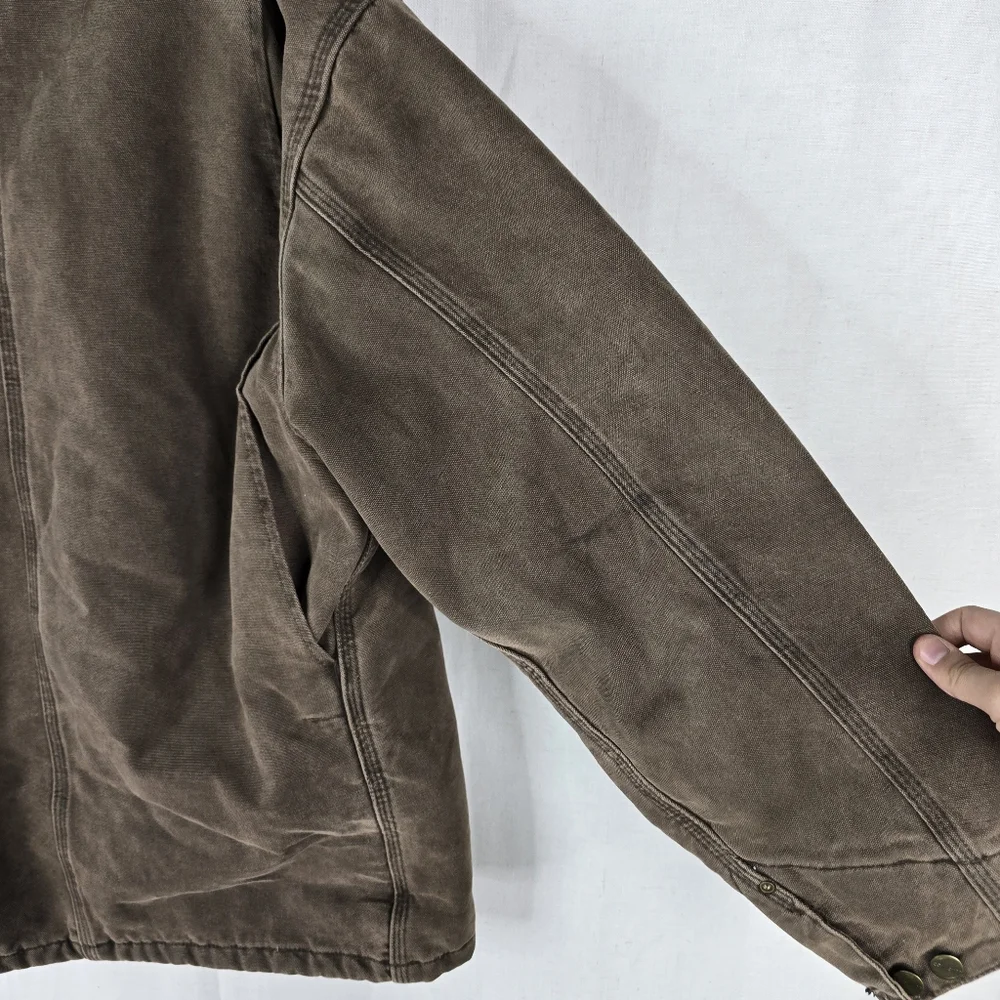 Carhartt Vintage Mens Large C02CHT Brown Chestnut Blanked Lined Chore Jacket - Picture 9 of 11